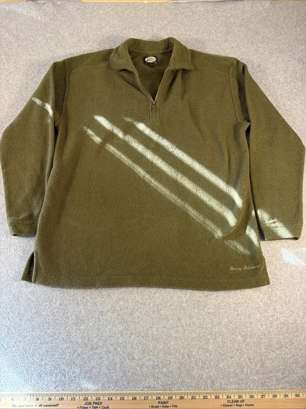 Tommy Bahama Men's M Olive Green Long Sleeve Sweater with 1/4 Zip and Pullover